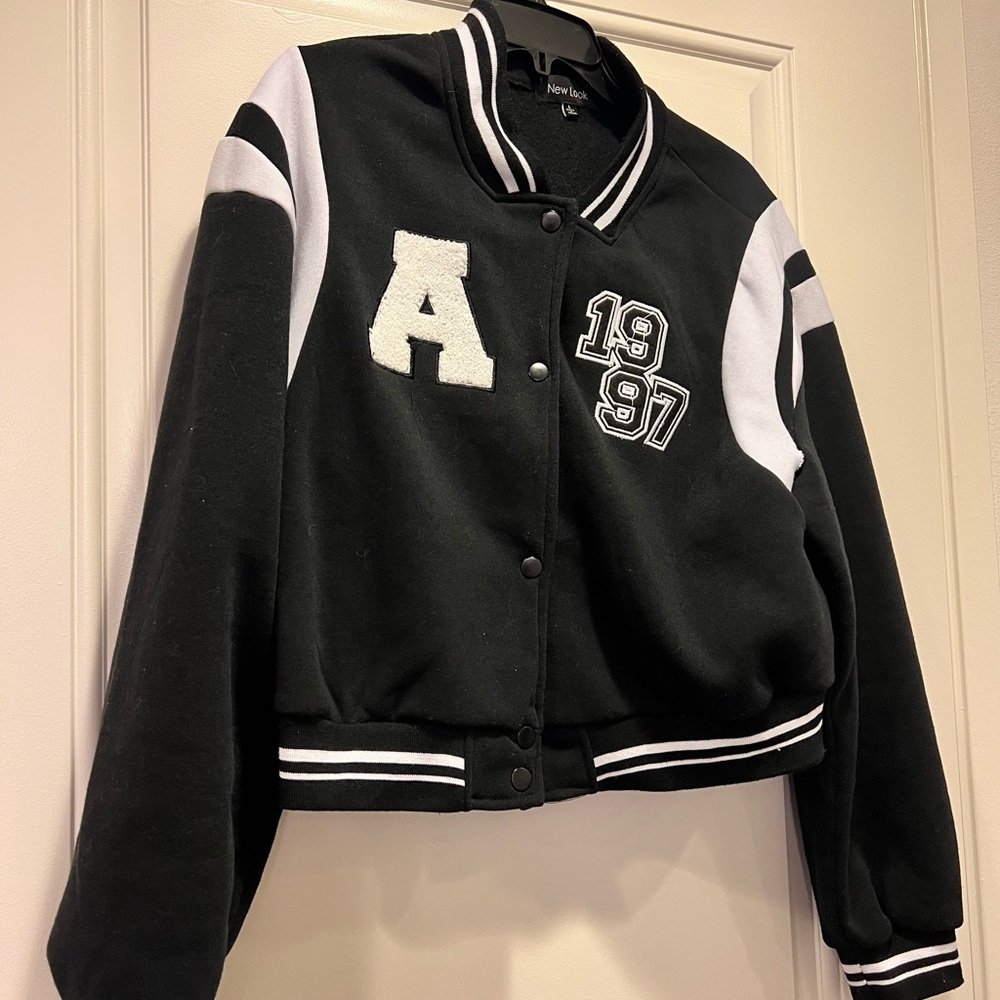 New Look Black and White Letterman Jacket
